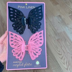 Extra large, black and pink butterfly claw clips